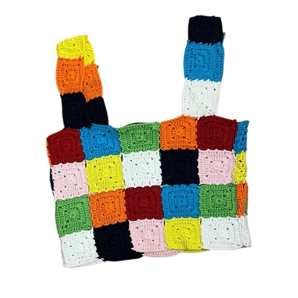 English Factory Multicolor Cropped Crochet Tank Top Size XS